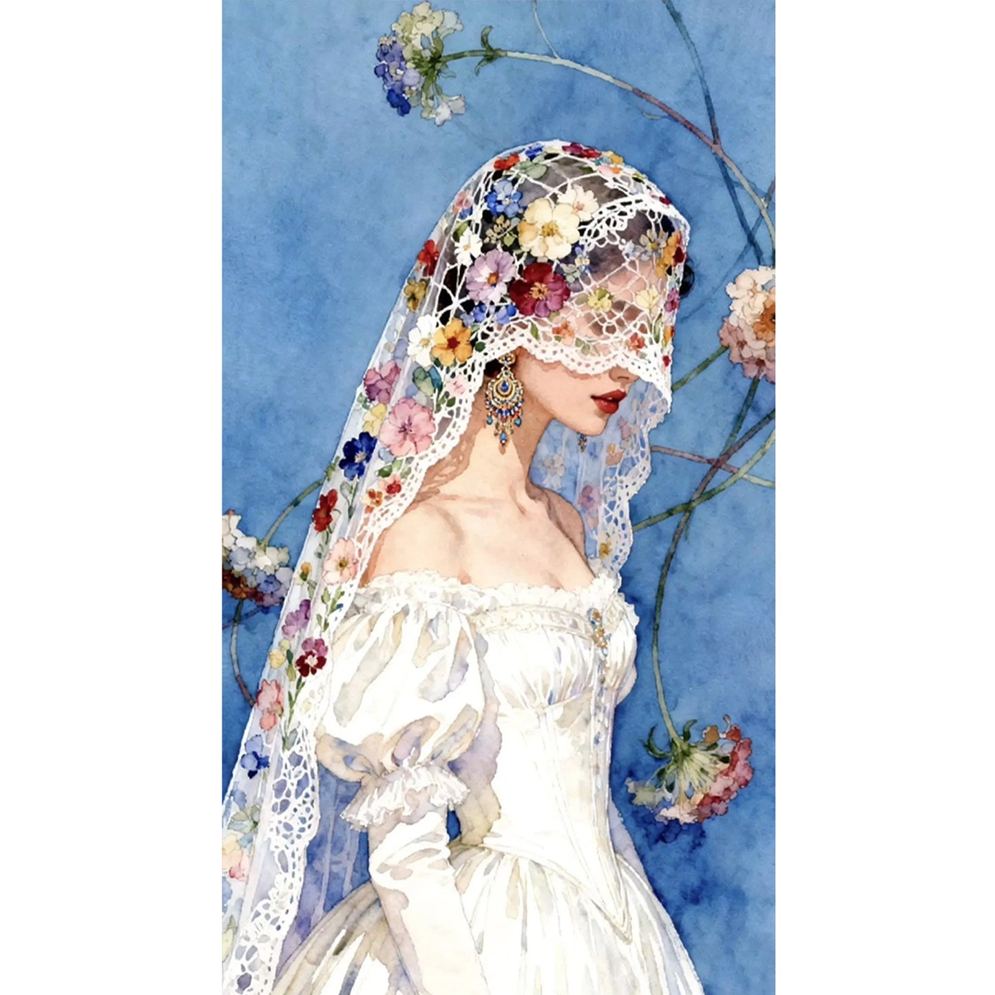 Masked Girl - Full 11CT Stamped Cross Stitch 40x70CM - Yishu