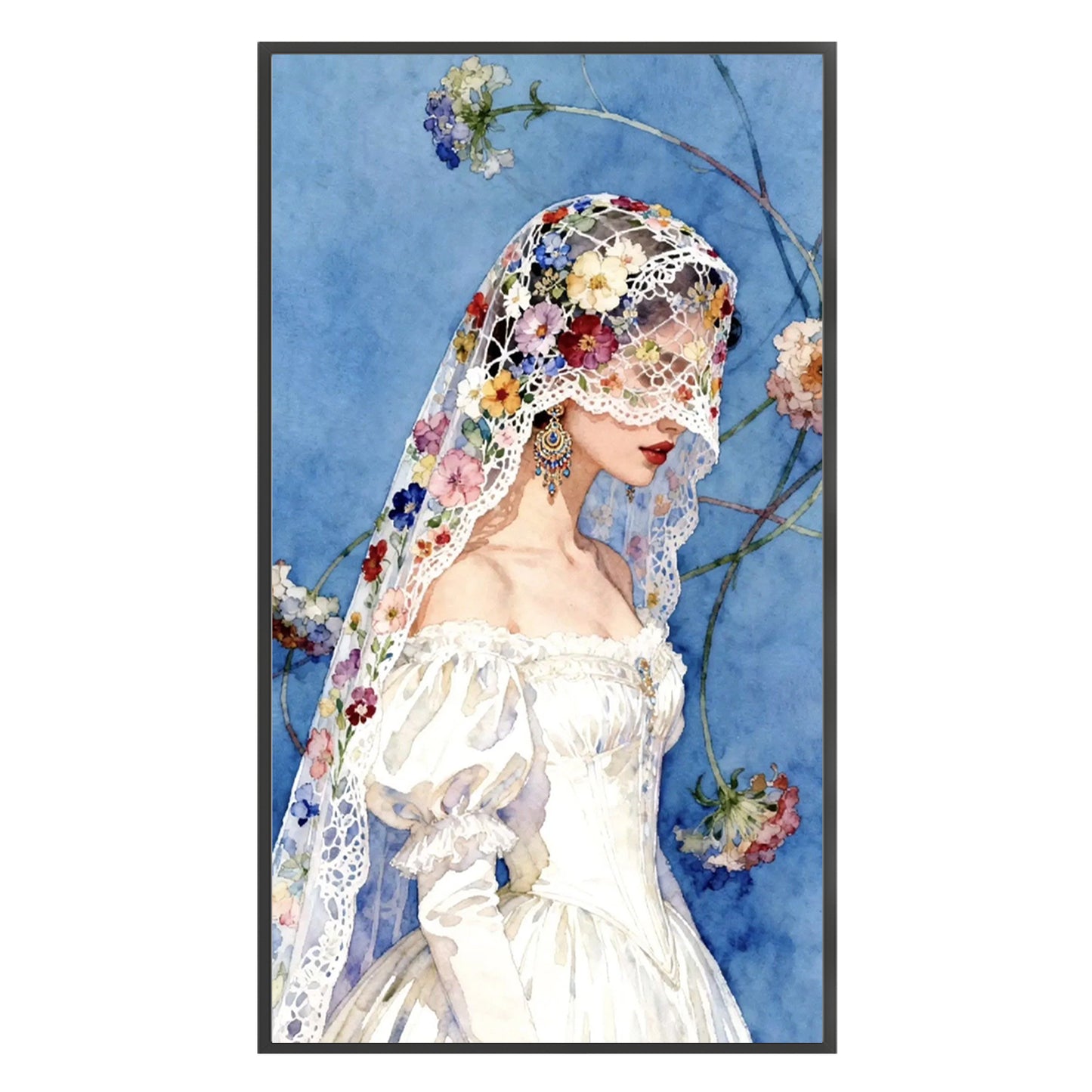 Masked Girl - Full 11CT Stamped Cross Stitch 40x70CM - Yishu