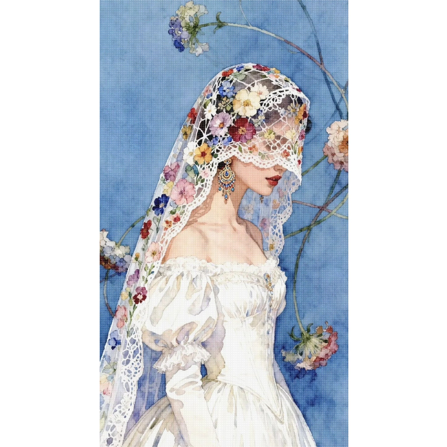 Masked Girl - Full 11CT Stamped Cross Stitch 40x70CM - Yishu