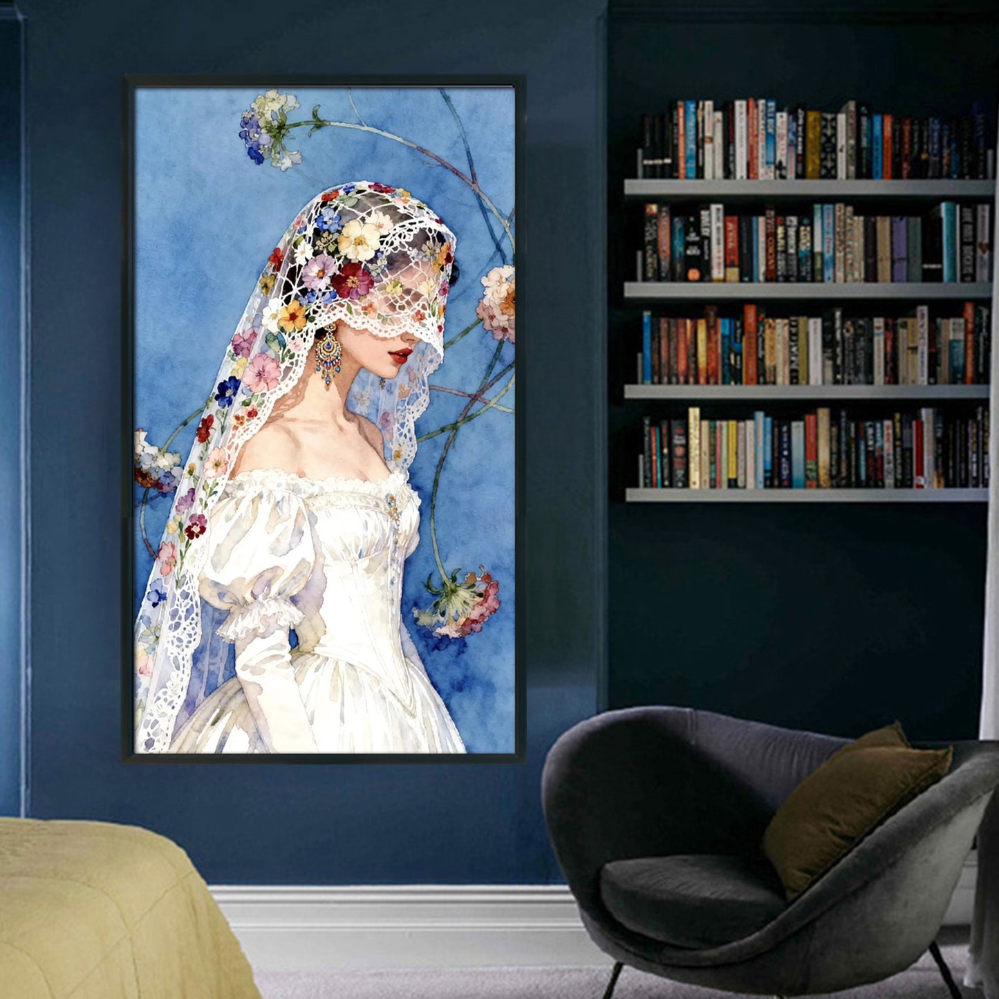 Masked Girl - Full 11CT Stamped Cross Stitch 40x70CM - Yishu