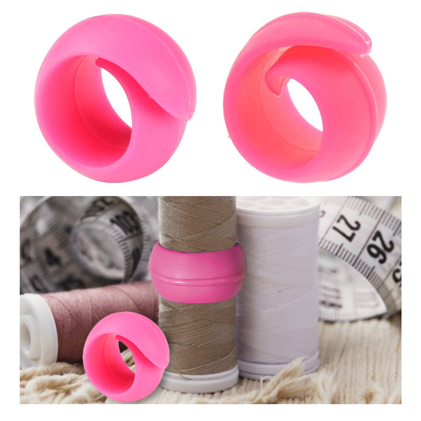 2PCS Silicone Cross Stitch Clip Sewing Machine Thread Spool Savers Thread Spool Rings Clamps Holder for DIY Sewing Machine (Rose Red)