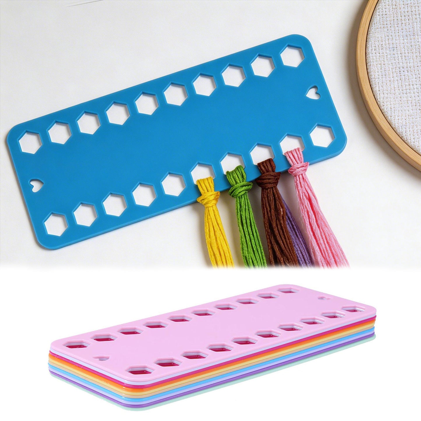 10PCS Cross Stitch Thread Holder Storage Tool User-Friendly Design Winder Color Plastic Board 20 Holes Needlework Project Card