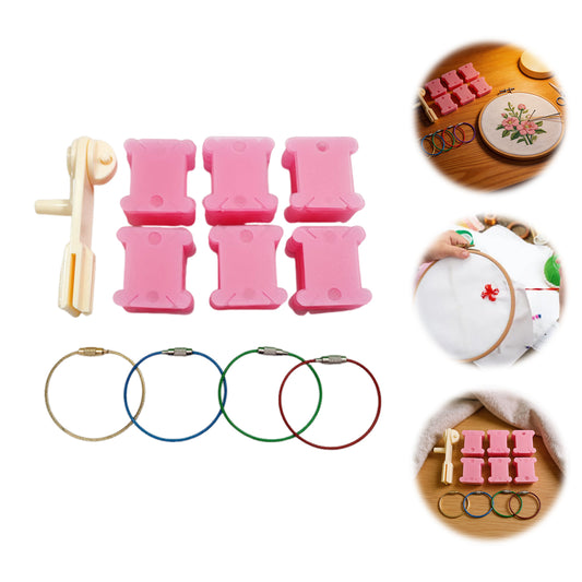 100PCS Plastic Embroidery Floss Bobbins with Floss Winder 4 Key Tags Embroidery Thread Organizer Cardboard for Cross-Stitch Craft DIY Sewing Storage (Red)
