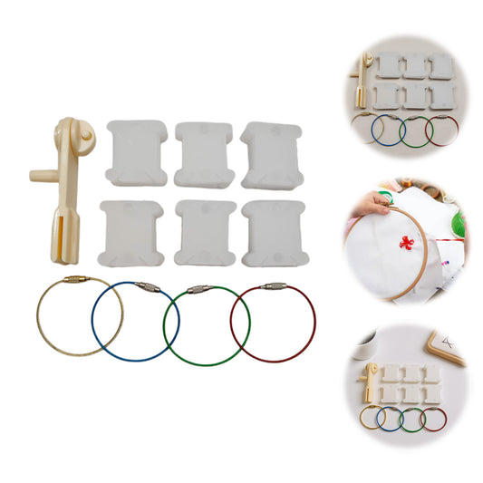 100PCS Plastic Embroidery Floss Bobbins with Floss Winder 4 Key Tags Embroidery Thread Organizer Cardboard for Cross-Stitch Craft DIY Sewing Storage (Transparent)