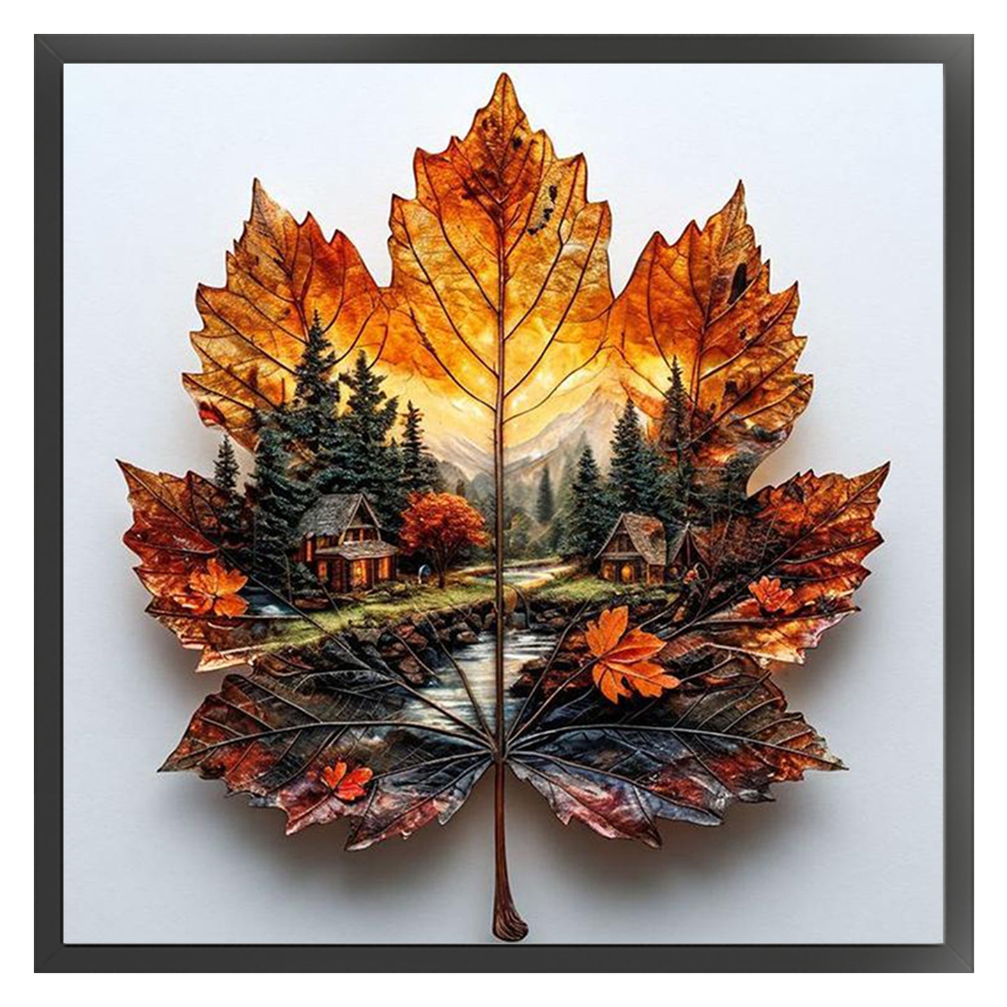 Leaves Scenery - Full 11CT Counted Cross Stitch 45x45CM - Yishu
