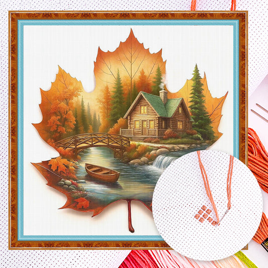 Leaves Scenery - Full 11CT Counted Cross Stitch 45x45CM - Yishu