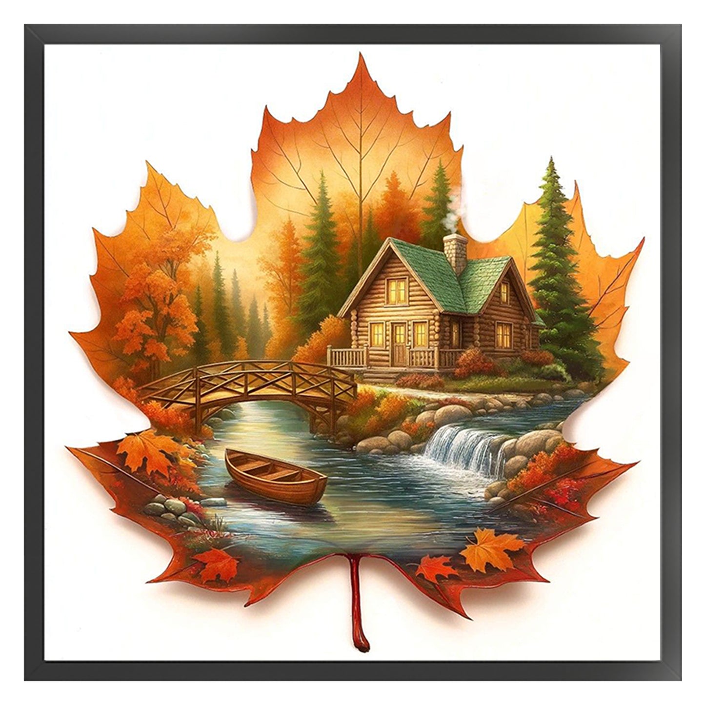 Leaves Scenery - Full 11CT Counted Cross Stitch 45x45CM - Yishu