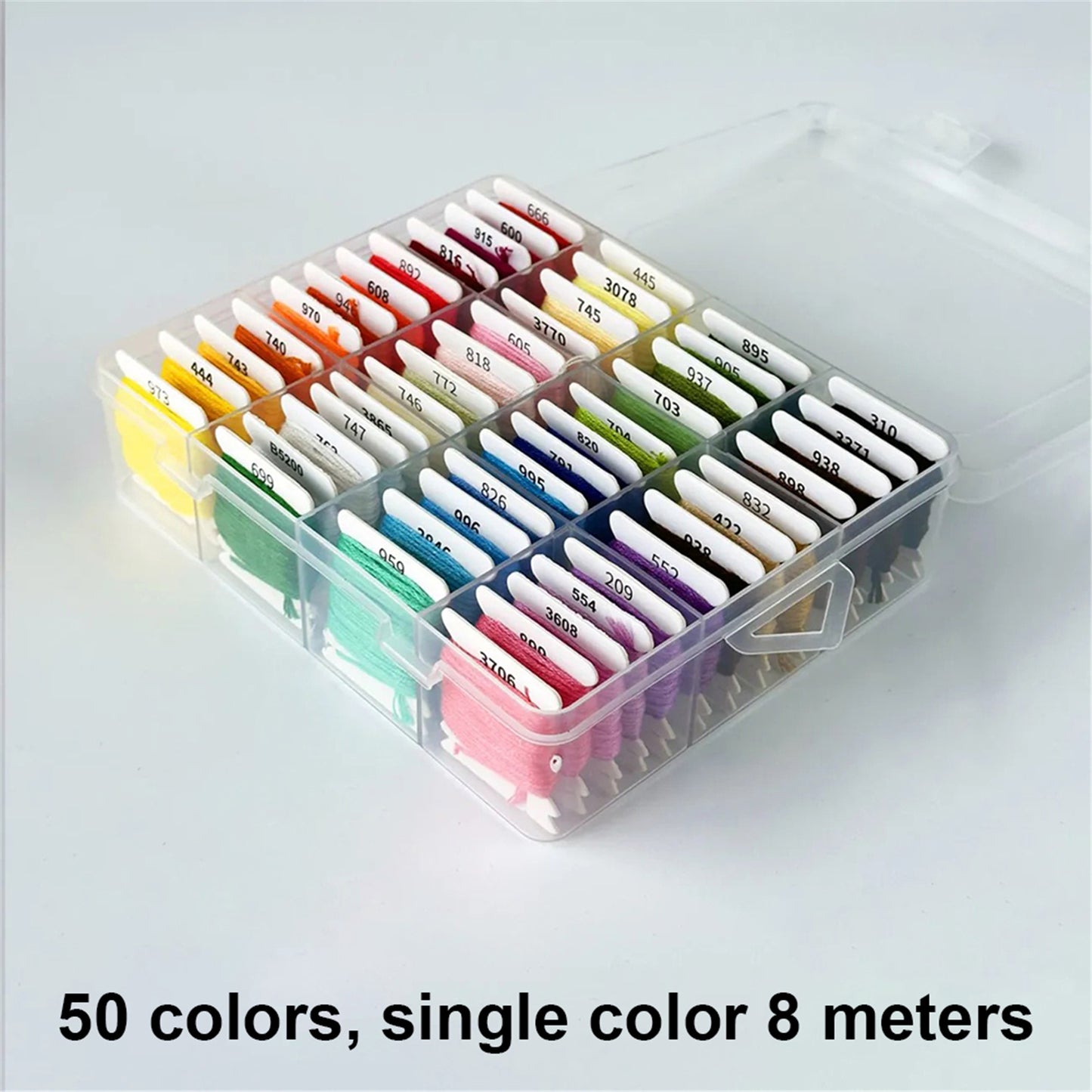 Multi-Color Embroidery Yarn with Transparent Storage Box Cross Stitch Supplies Sewing Embroidery Thread Set for Halloween Christmas Mothers Day (50)