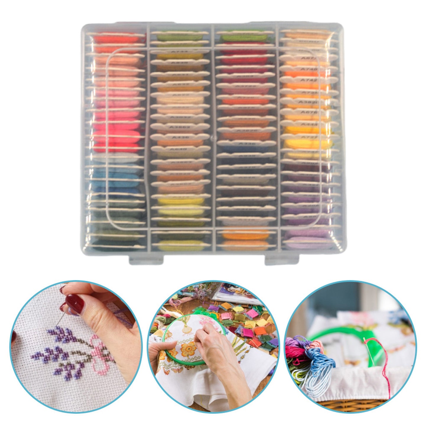 Multi-Color Embroidery Yarn with Transparent Storage Box Cross Stitch Supplies Sewing Embroidery Thread Set for Halloween Christmas Mothers Day (80)