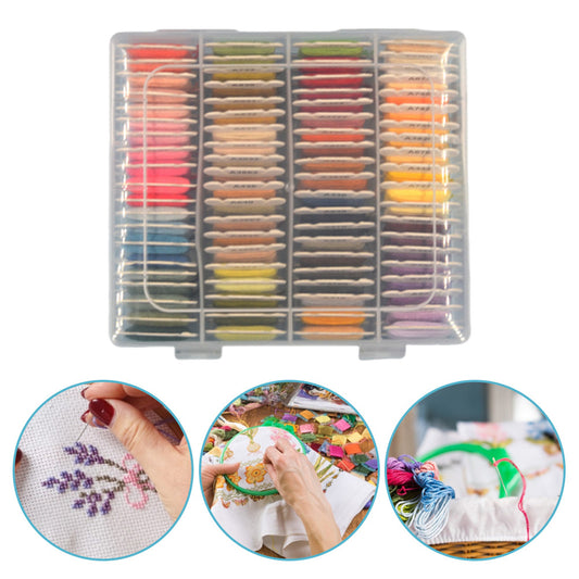 Multi-Color Embroidery Yarn with Transparent Storage Box Cross Stitch Supplies Sewing Embroidery Thread Set for Halloween Christmas Mothers Day (80)