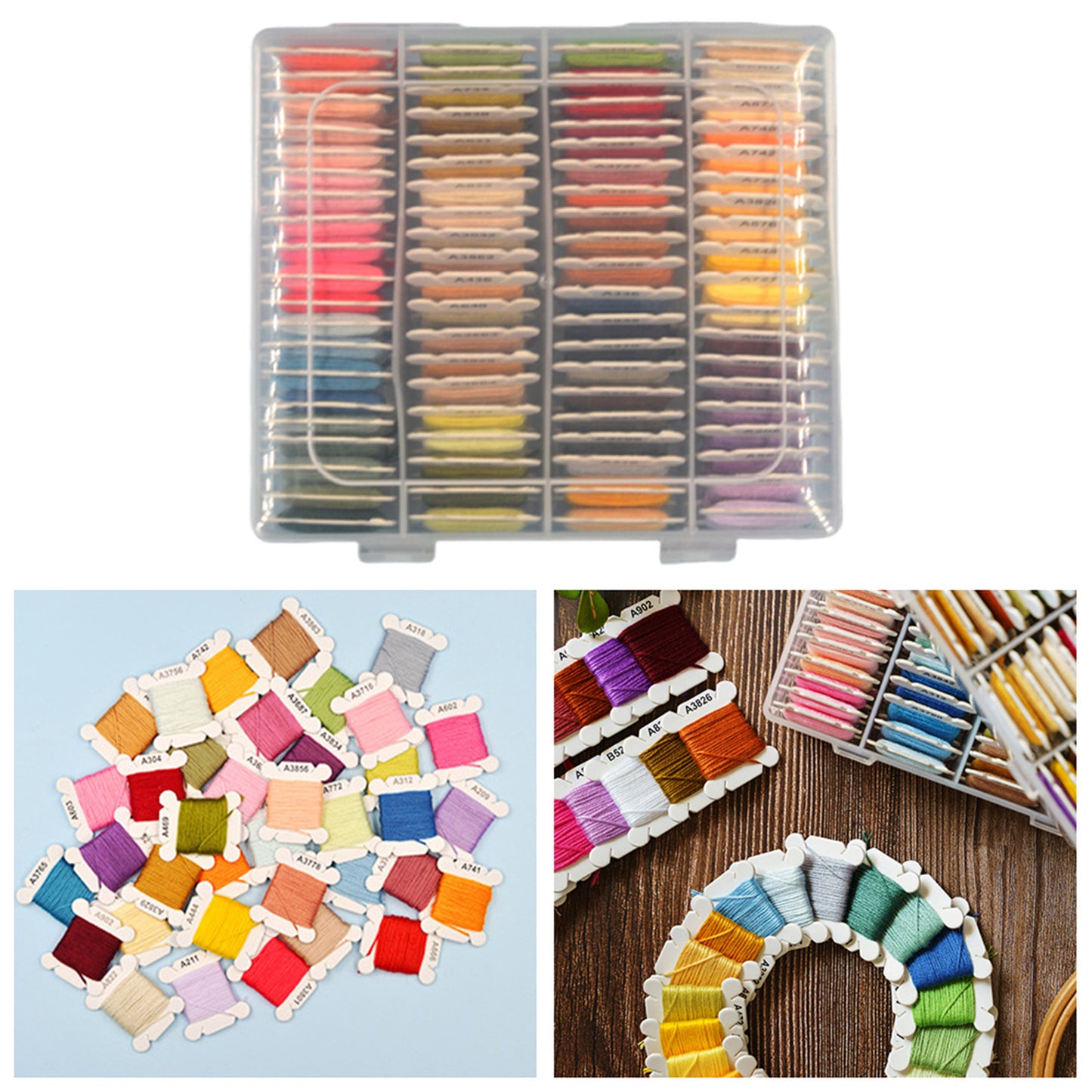 Multi-Color Embroidery Yarn with Transparent Storage Box Cross Stitch Supplies Sewing Embroidery Thread Set for Halloween Christmas Mothers Day (80)