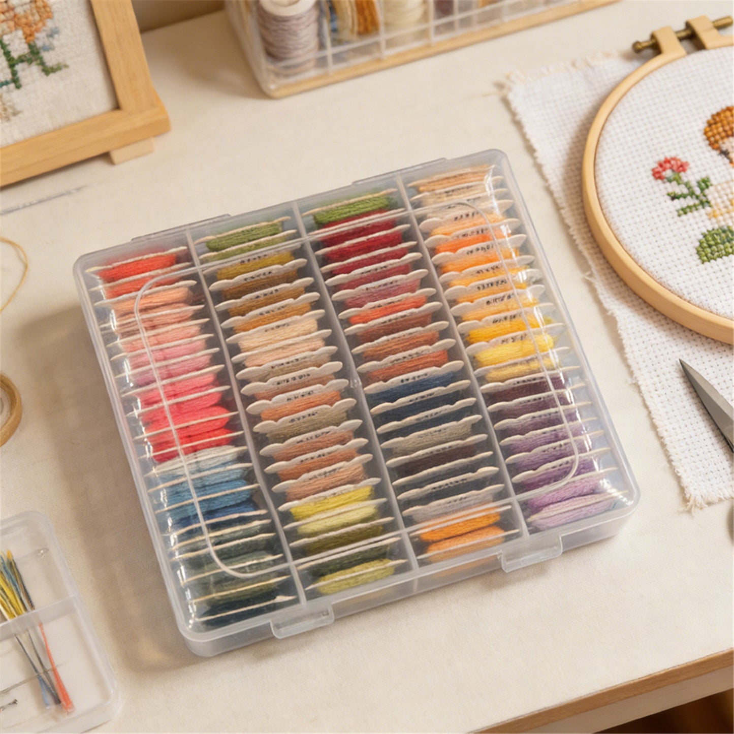 Multi-Color Embroidery Yarn with Transparent Storage Box Cross Stitch Supplies Sewing Embroidery Thread Set for Halloween Christmas Mothers Day (80)