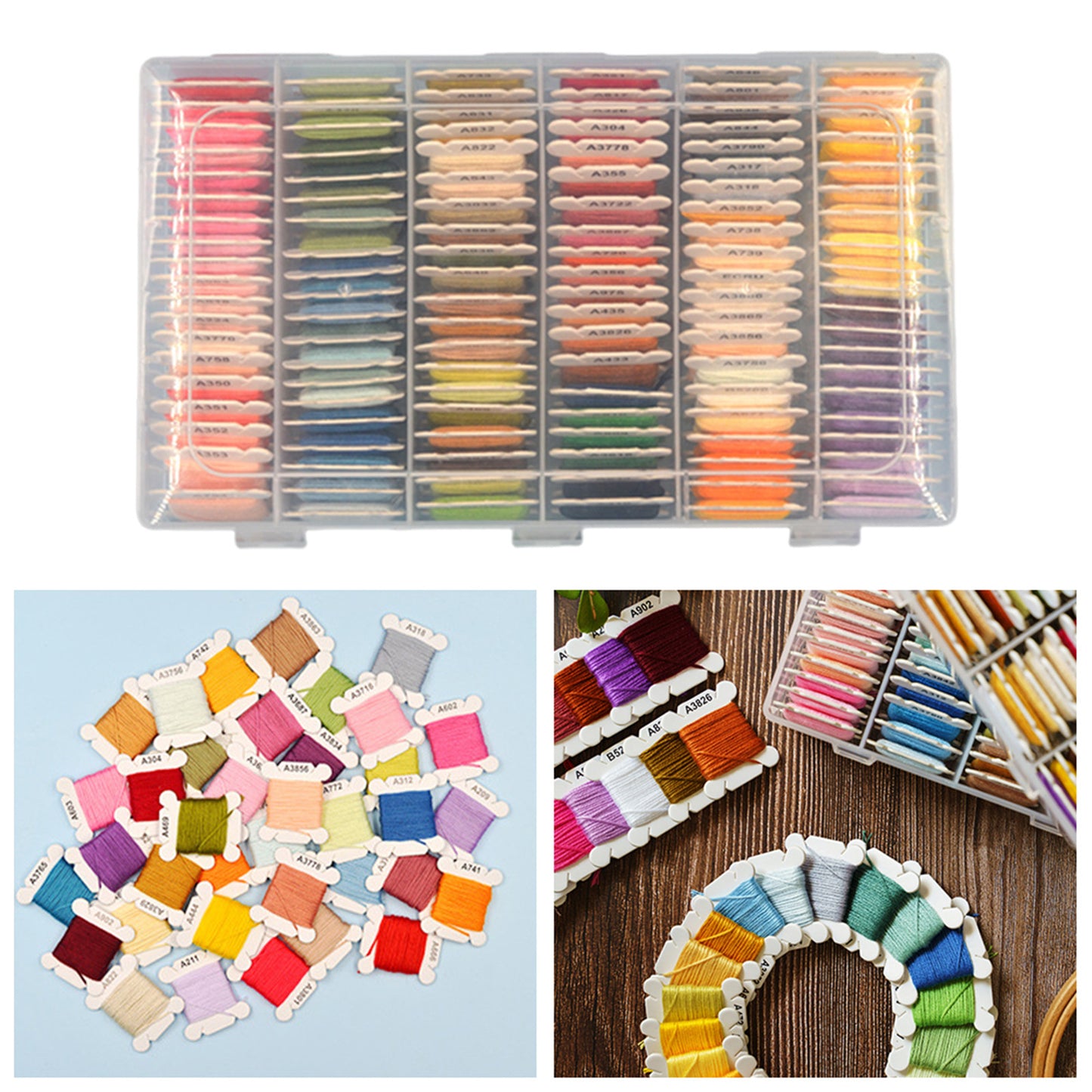 Multi-Color Embroidery Yarn with Transparent Storage Box Cross Stitch Supplies Sewing Embroidery Thread Set for Halloween Christmas Mothers Day (120)