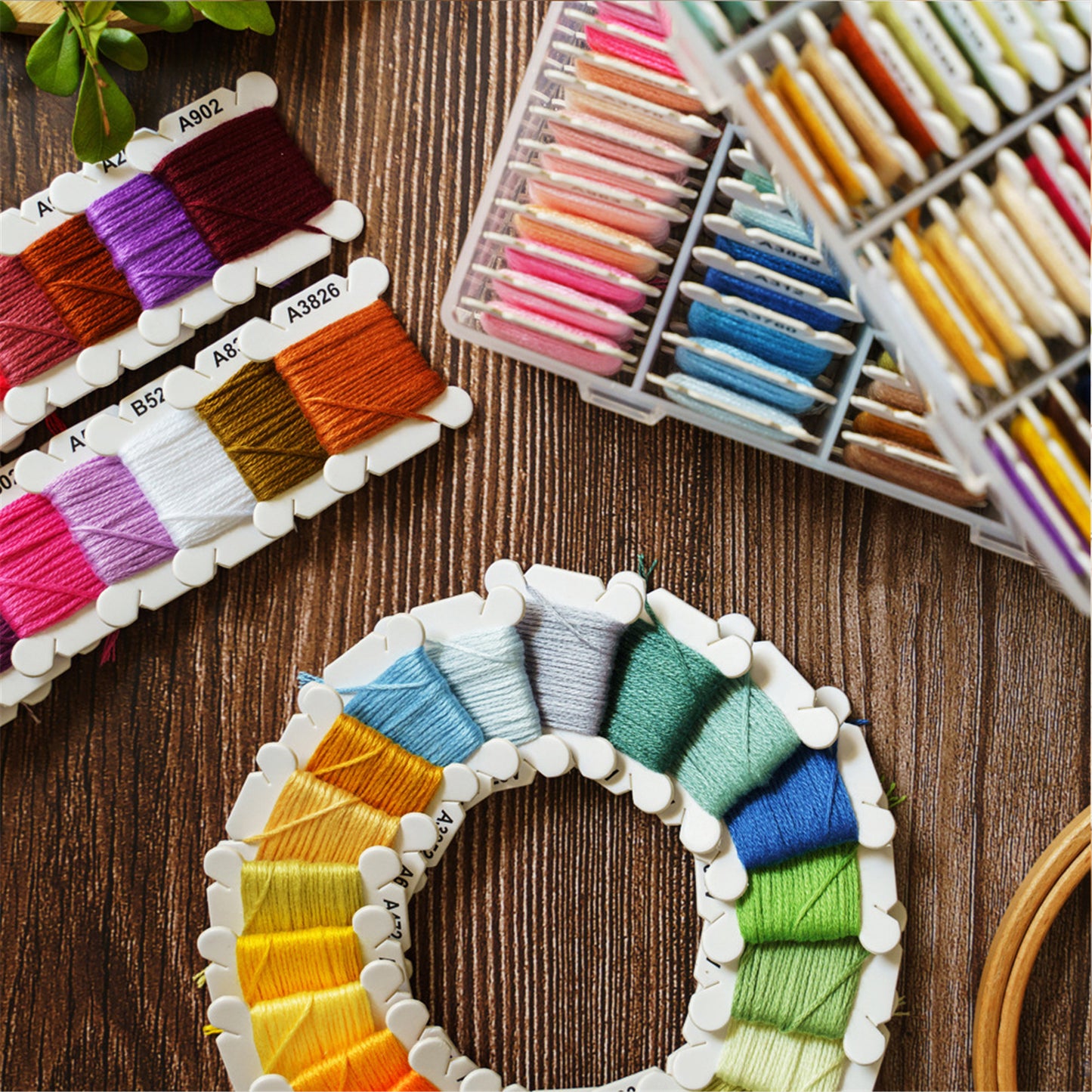 Multi-Color Embroidery Yarn with Transparent Storage Box Cross Stitch Supplies Sewing Embroidery Thread Set for Halloween Christmas Mothers Day (120)