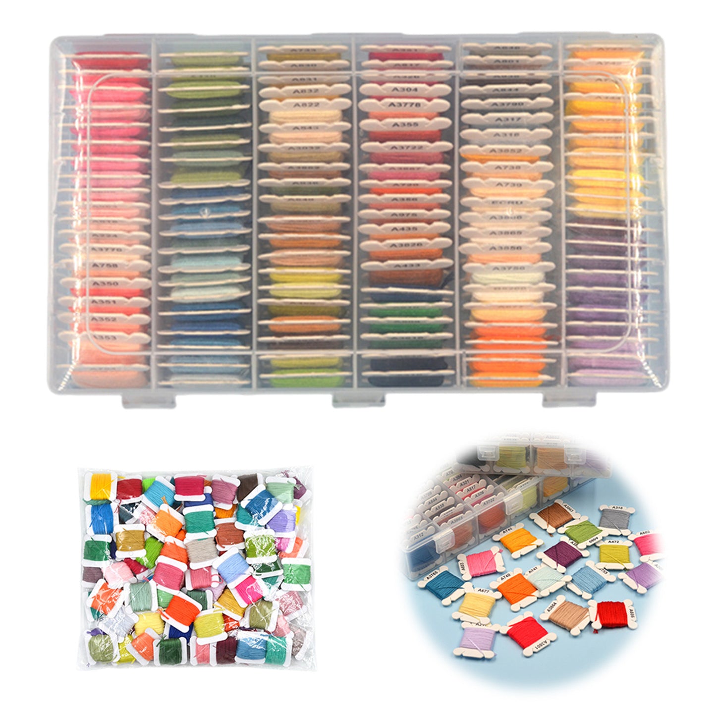 Multi-Color Embroidery Yarn with Transparent Storage Box Cross Stitch Supplies Sewing Embroidery Thread Set for Halloween Christmas Mothers Day (120)