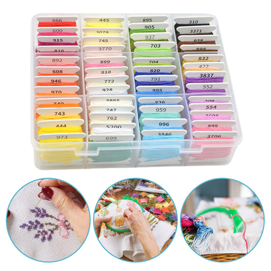 Multi-Color Embroidery Yarn with Transparent Storage Box Cross Stitch Supplies Sewing Embroidery Thread Set for Halloween Christmas Mothers Day (50)