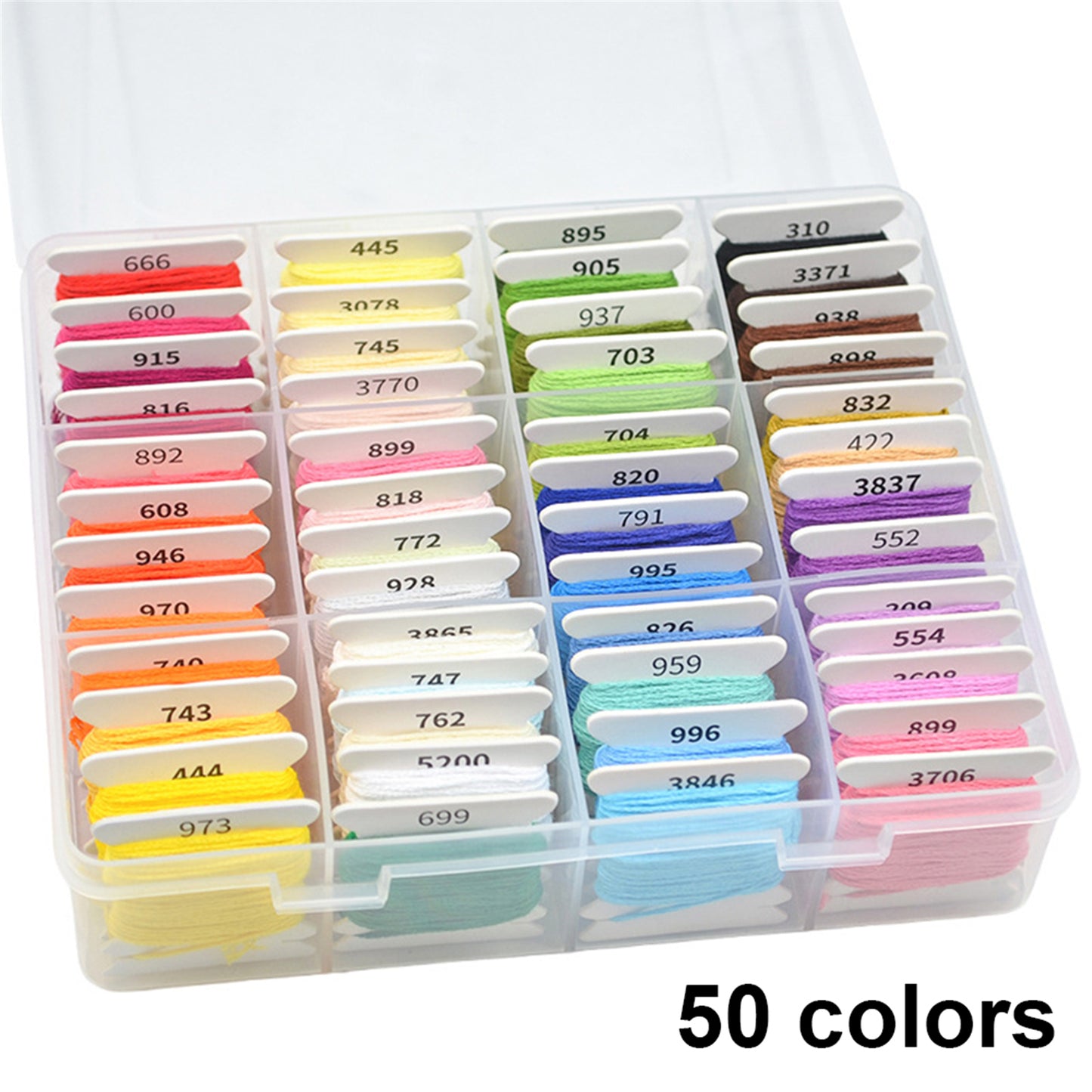 Multi-Color Embroidery Yarn with Transparent Storage Box Cross Stitch Supplies Sewing Embroidery Thread Set for Halloween Christmas Mothers Day (50)