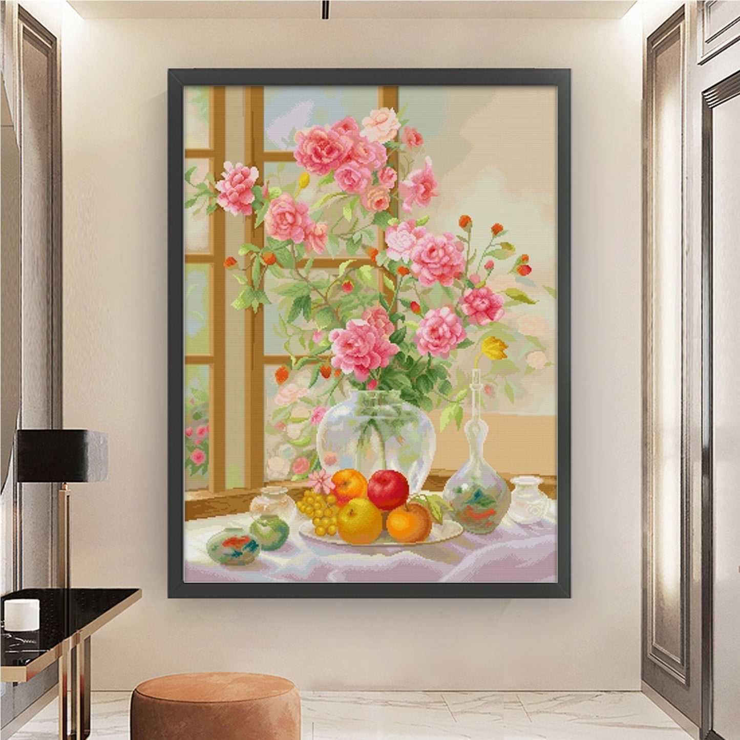 Morning Floral Blooms - Full 11CT Stamped Cross Stitch 75x95CM - Spring Egyptian Cotton(88Colors)