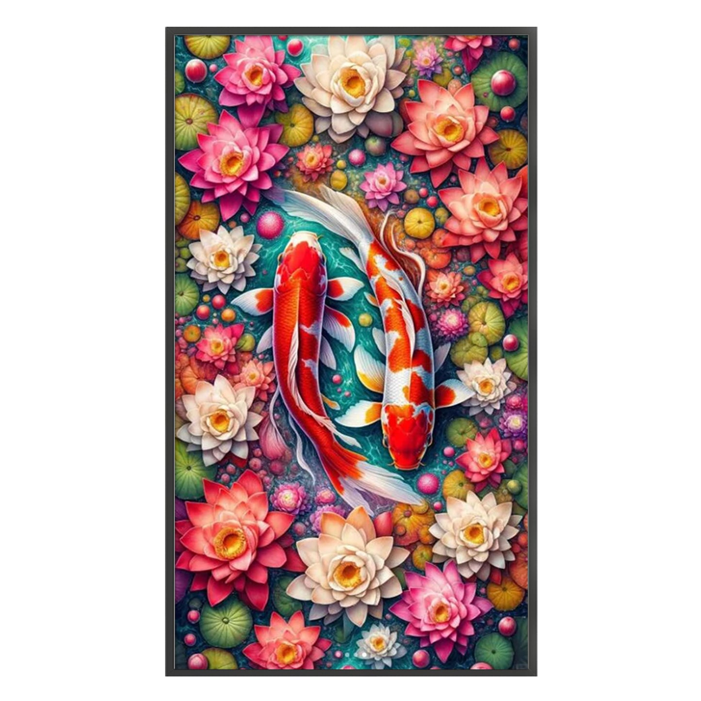 Koi In Lotus Pond - Full 14CT Stamped Cross Stitch 40x75CM - Huacan