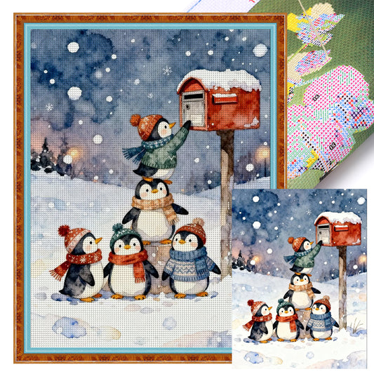 Penguin - Full 14CT Stamped Cross Stitch 45x60CM - Huacan