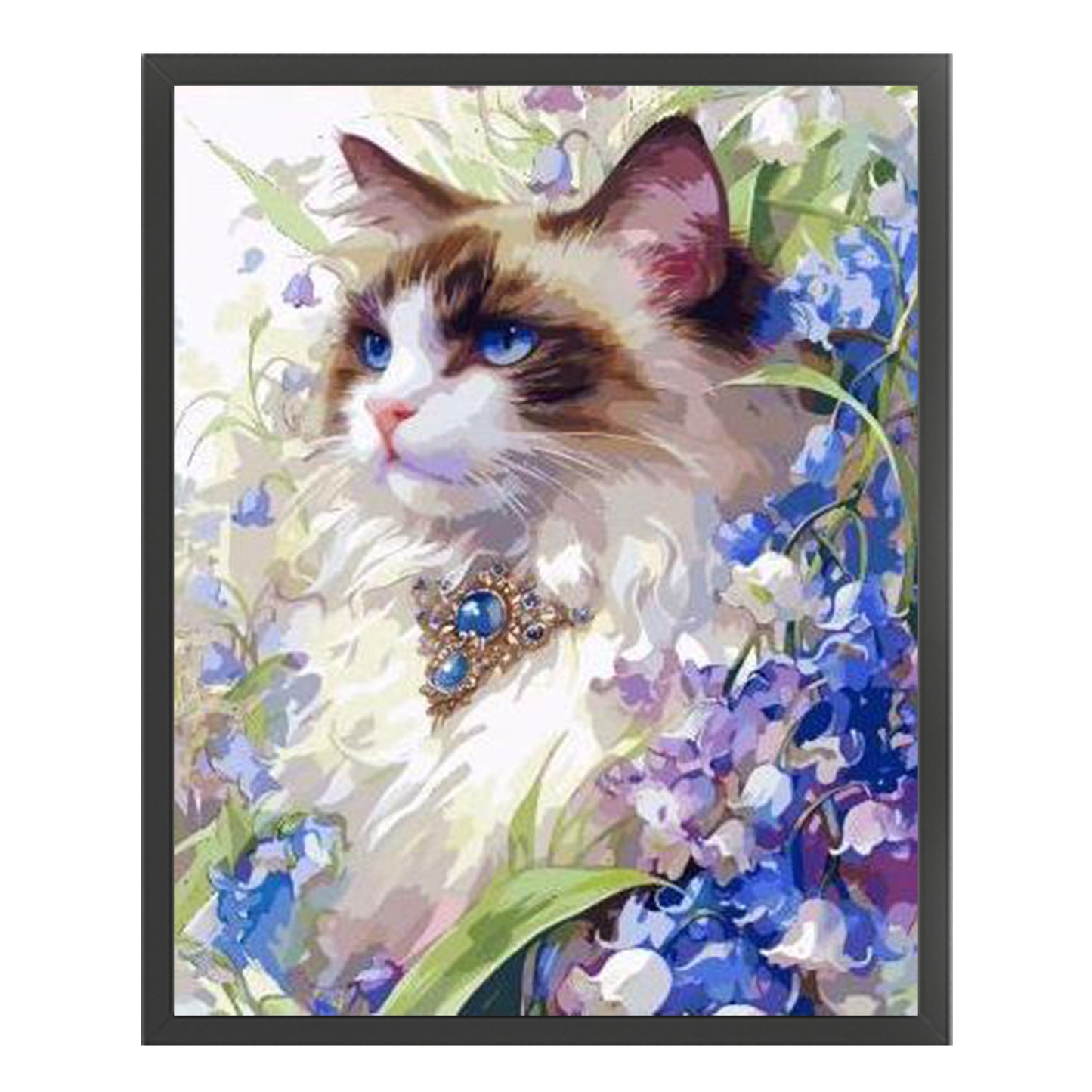 Cat And Lily Of The Valley - Full 11CT Stamped Cross Stitch 40x50CM - Huacan