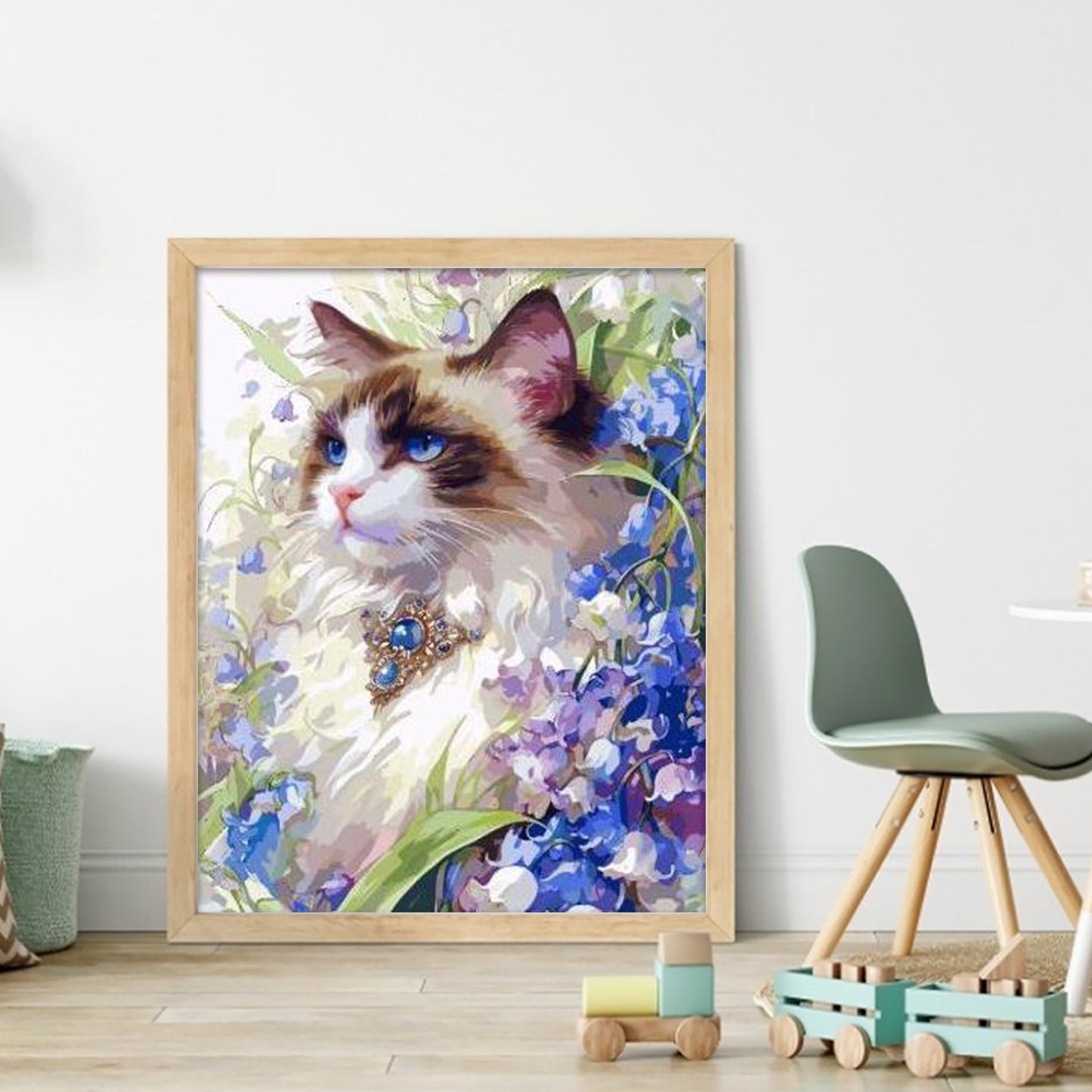 Cat And Lily Of The Valley - Full 11CT Stamped Cross Stitch 40x50CM - Huacan