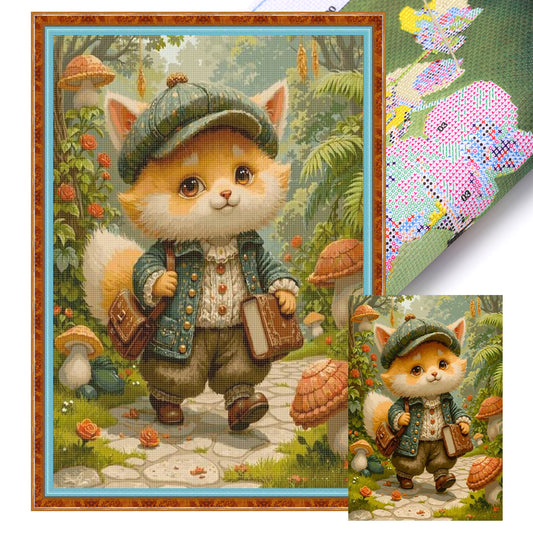 Fox In Forest - Full 11CT Stamped Cross Stitch 40x53CM - Huacan