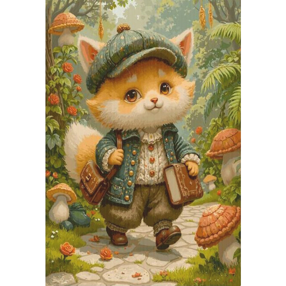 Fox In Forest - Full 11CT Stamped Cross Stitch 40x53CM - Huacan