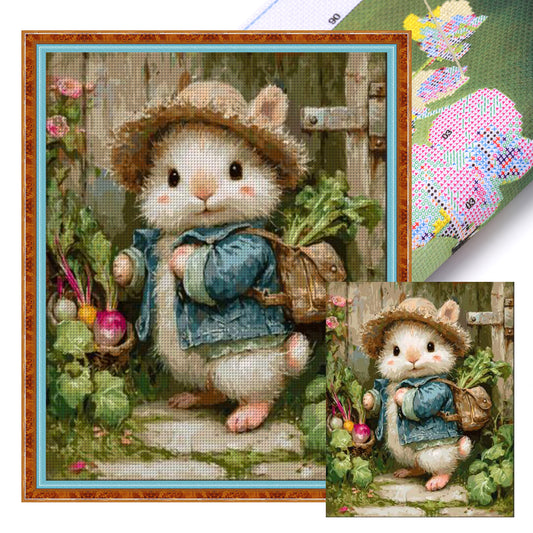 Rabbit With Schoolbag - Full 11CT Stamped Cross Stitch 40x50CM - Huacan