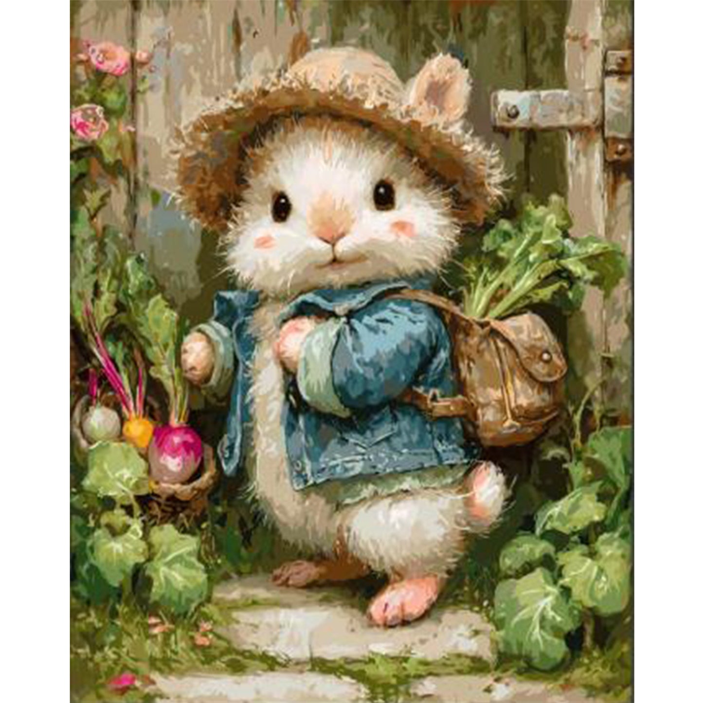 Rabbit With Schoolbag - Full 11CT Stamped Cross Stitch 40x50CM - Huacan