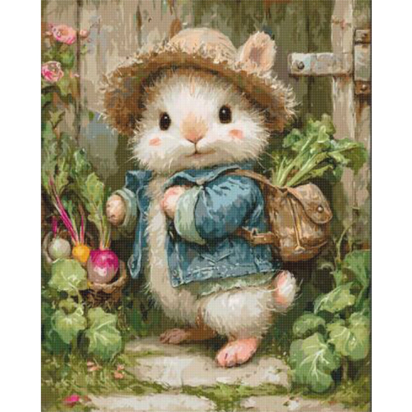 Rabbit With Schoolbag - Full 11CT Stamped Cross Stitch 40x50CM - Huacan