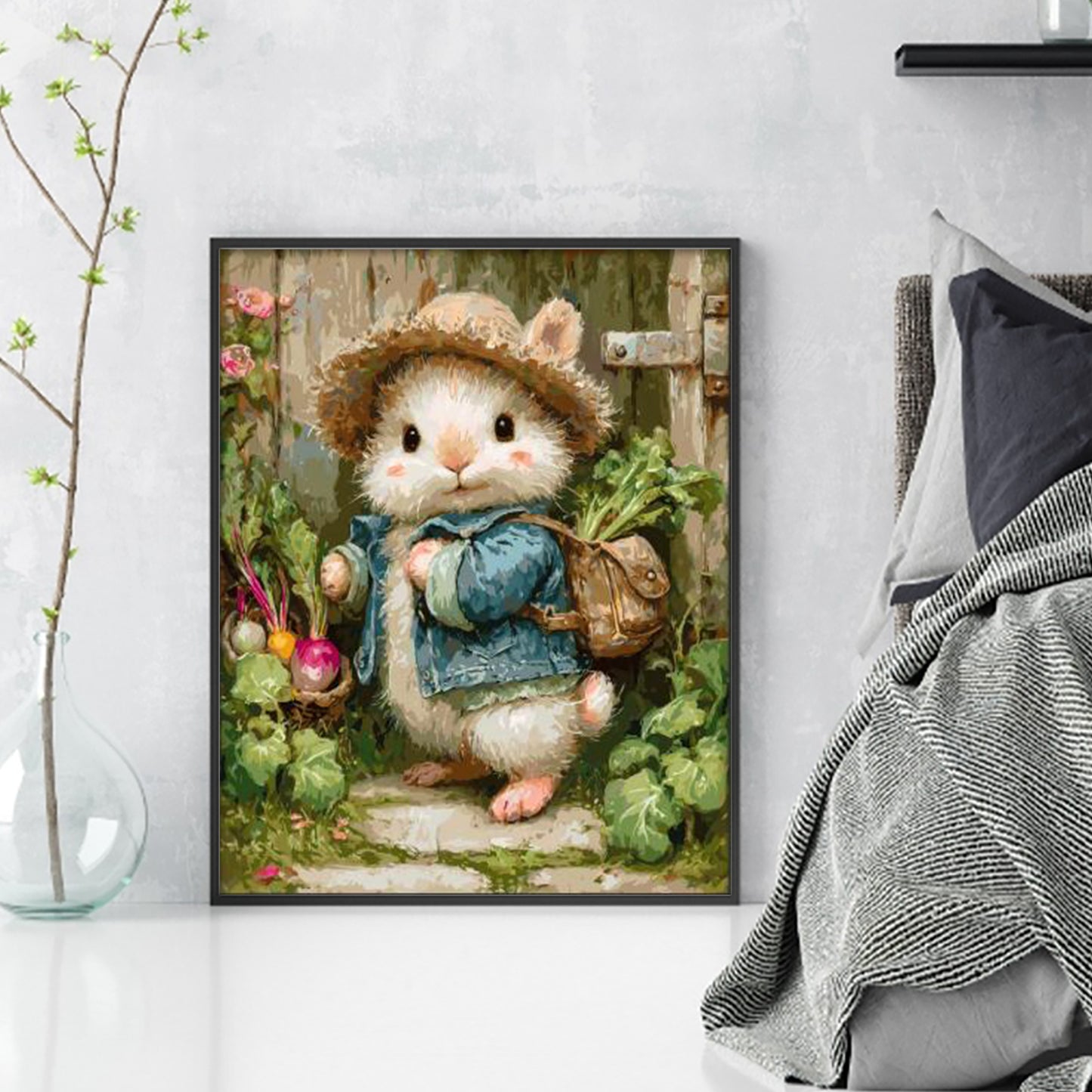 Rabbit With Schoolbag - Full 11CT Stamped Cross Stitch 40x50CM - Huacan