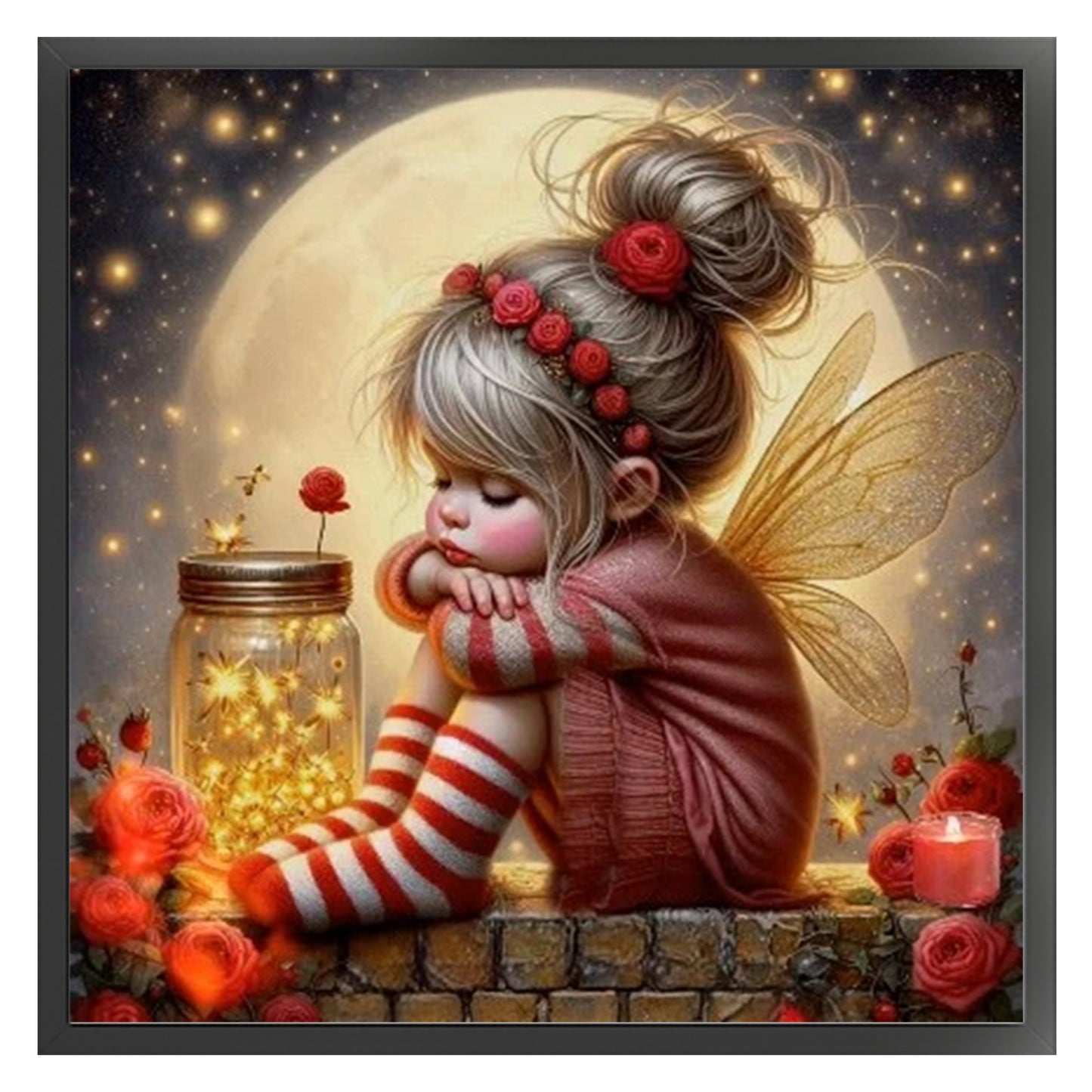Butterfly Girl - Full 14CT Stamped Cross Stitch 50x50CM - Huacan