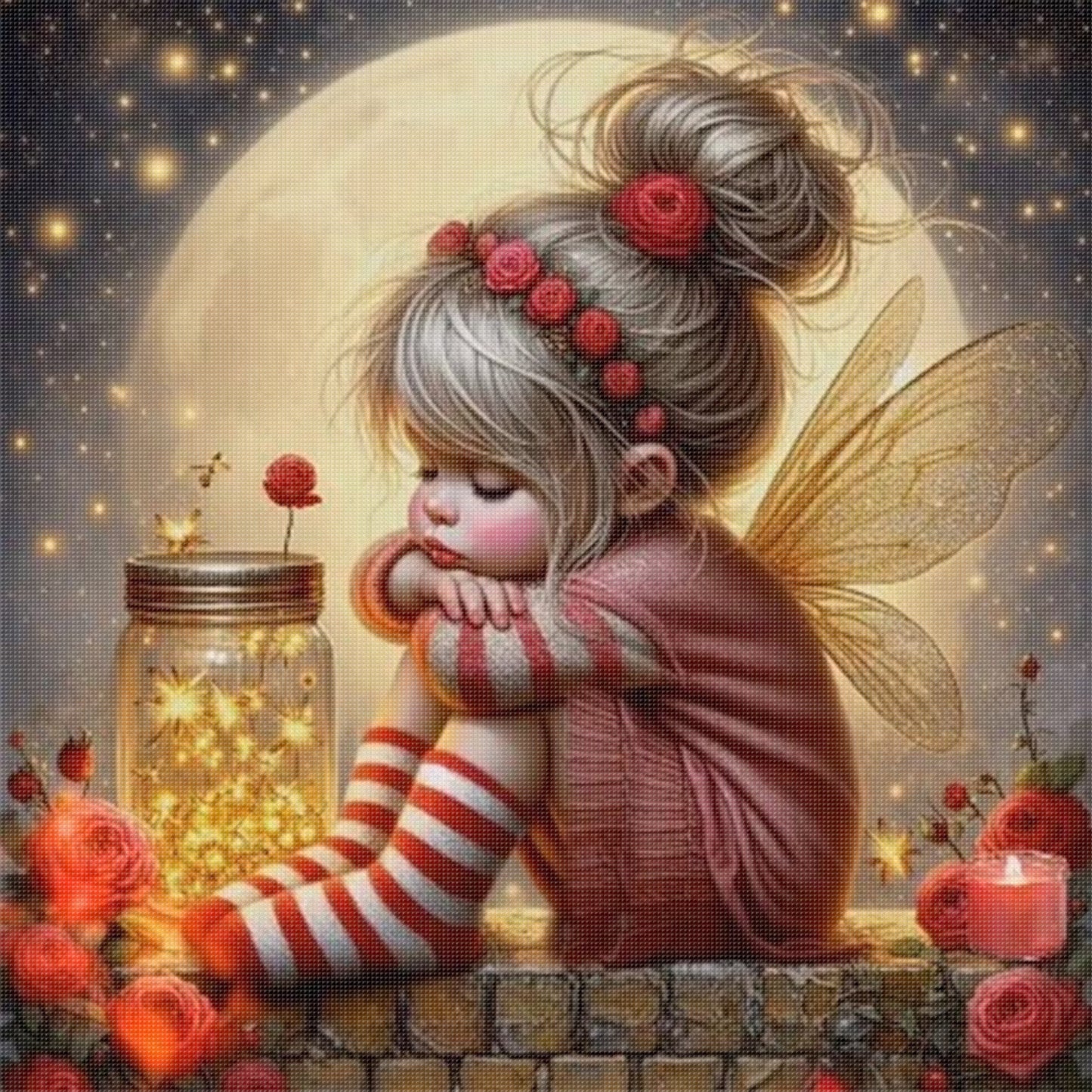 Butterfly Girl - Full 14CT Stamped Cross Stitch 50x50CM - Huacan