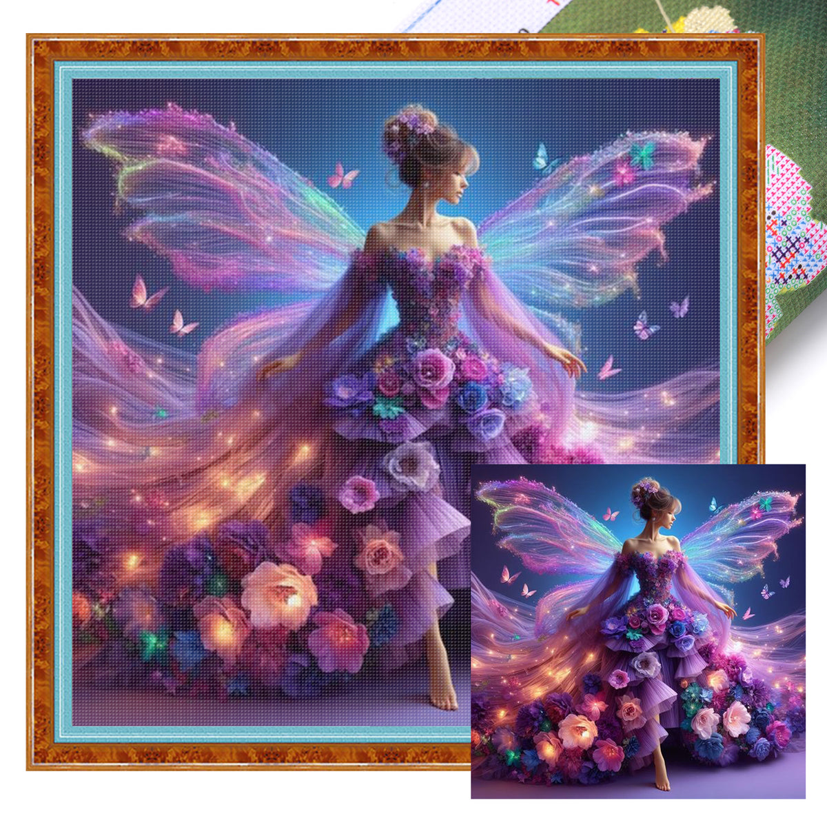 Blumenfee – Vollständiges 14CT gestempeltes Kreuzstich-Set 40x40CM – Huacan
