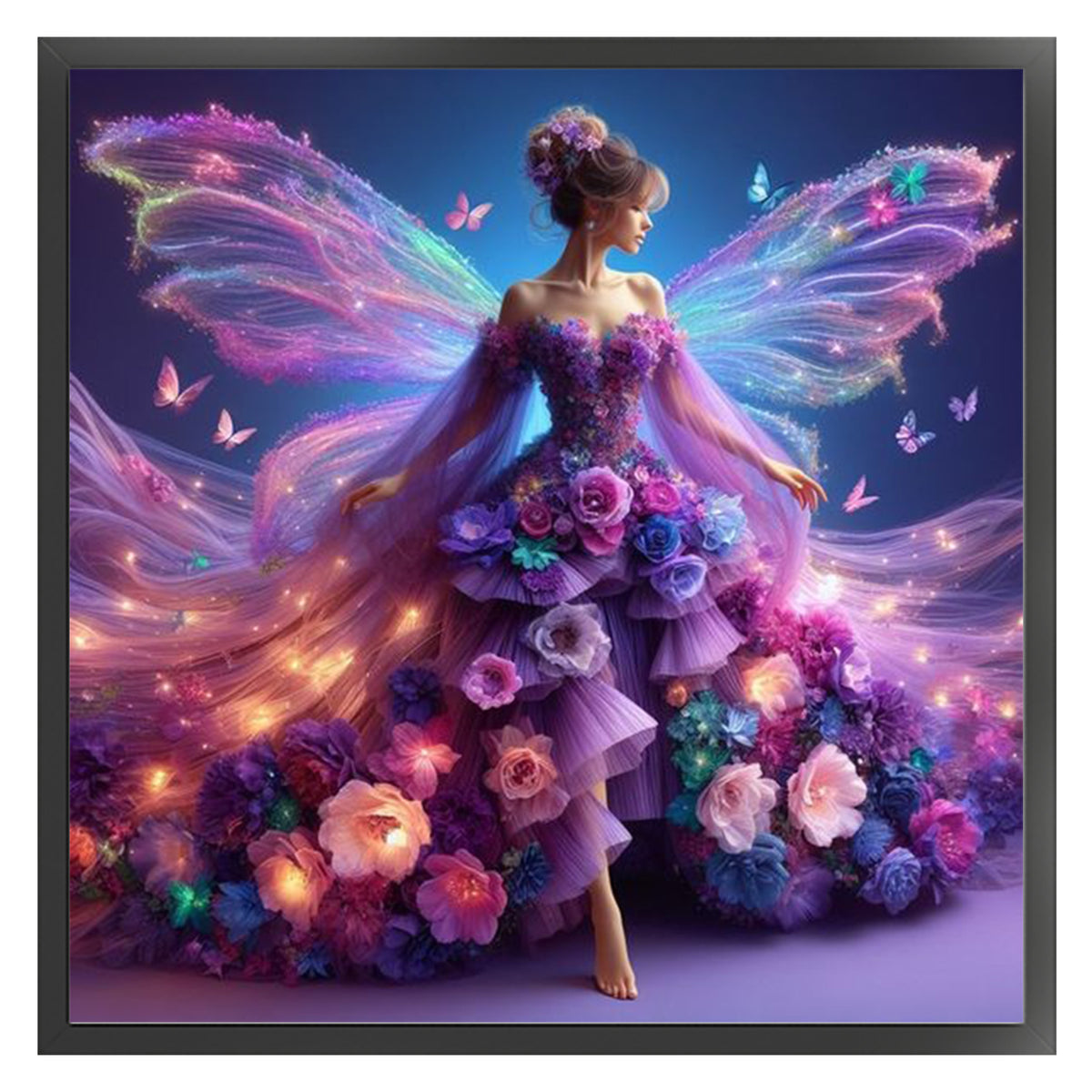 Blumenfee – Vollständiges 14CT gestempeltes Kreuzstich-Set 40x40CM – Huacan