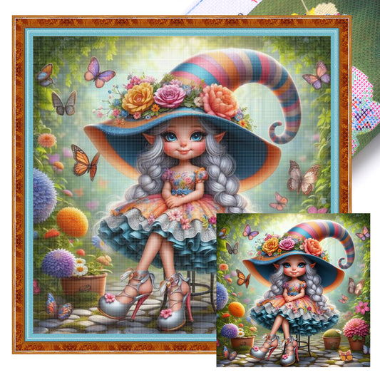 Gartenhexe – Vollständiges 14CT gestempeltes Kreuzstich-Set 40x40 cm – Huacan