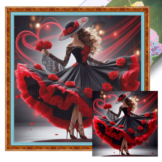 Girl - Full 18CT Stamped Cross Stitch 45x45CM - Huacan