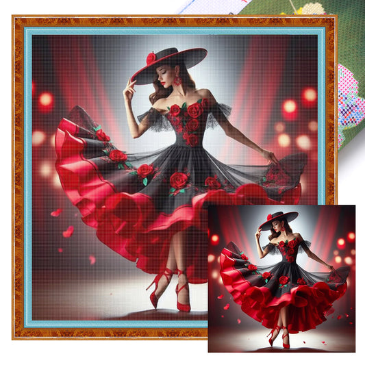 Girl - Full 18CT Stamped Cross Stitch 45x45CM - Huacan