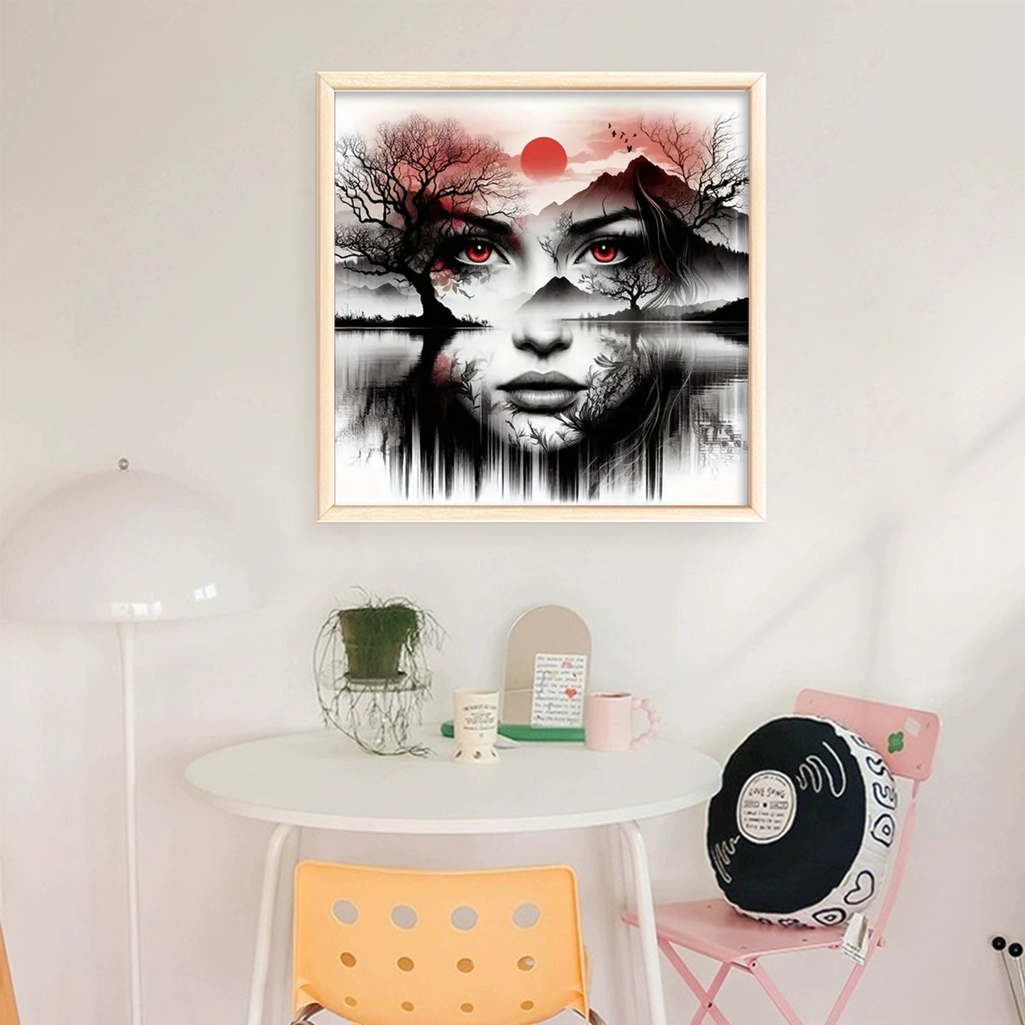 Tree And Girl - Full 18CT Stamped Cross Stitch 40x40CM - Huacan
