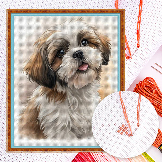 Shih Tzu-Dog - Full 14CT Counted Cross Stitch 40x50CM - Yishu