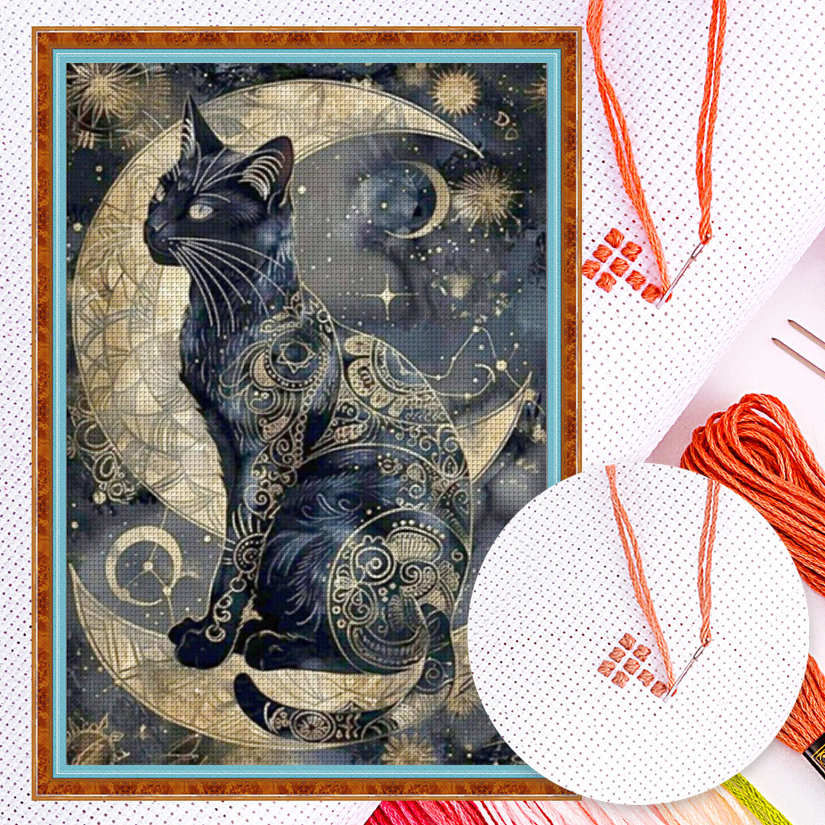 Black Cat - Full 14CT Counted Cross Stitch 40*60CM - Huacan