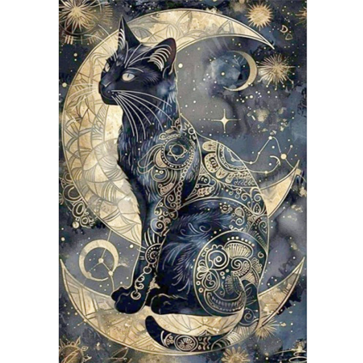 Black Cat - Full 14CT Counted Cross Stitch 40*60CM - Huacan