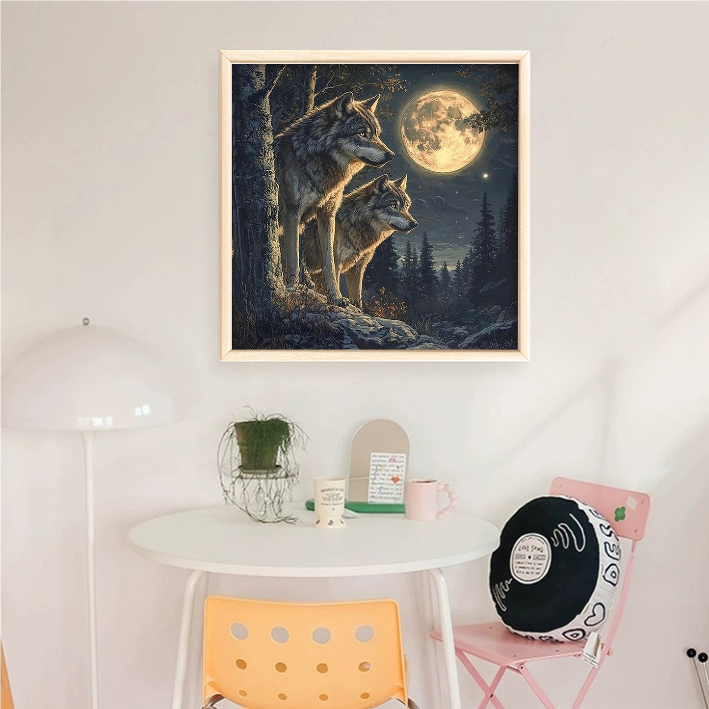 Night Wolf - Full 14CT Counted Cross Stitch 40x40CM - Yishu
