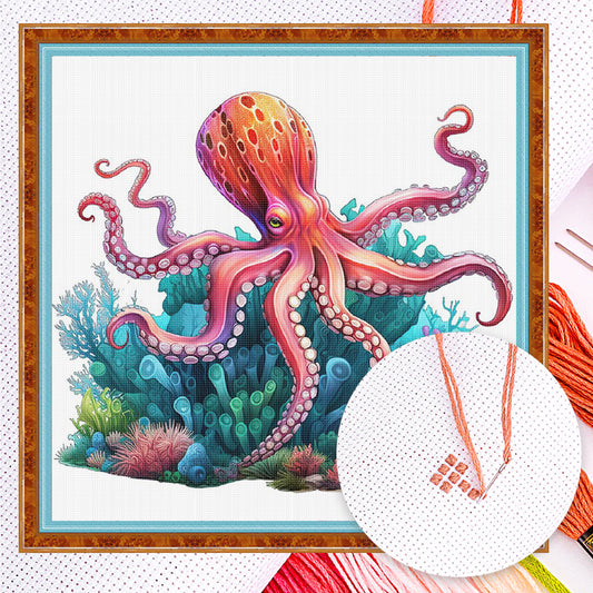Oktopus - Vollständiges 14CT gezähltes Kreuzstichset 40*40CM - Yishu