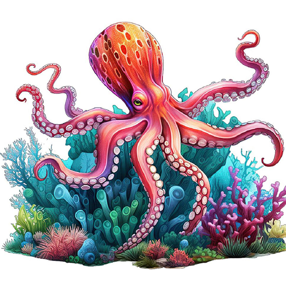 Oktopus - Vollständiges 14CT gezähltes Kreuzstichset 40*40CM - Yishu