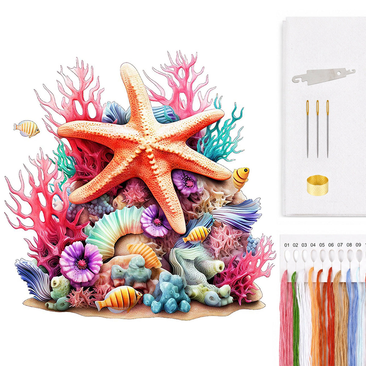 Starfish - Full 14CT Counted Cross Stitch 40*40CM - Yishu