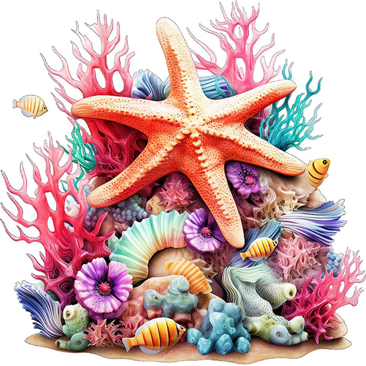 Starfish - Full 14CT Counted Cross Stitch 40*40CM - Yishu