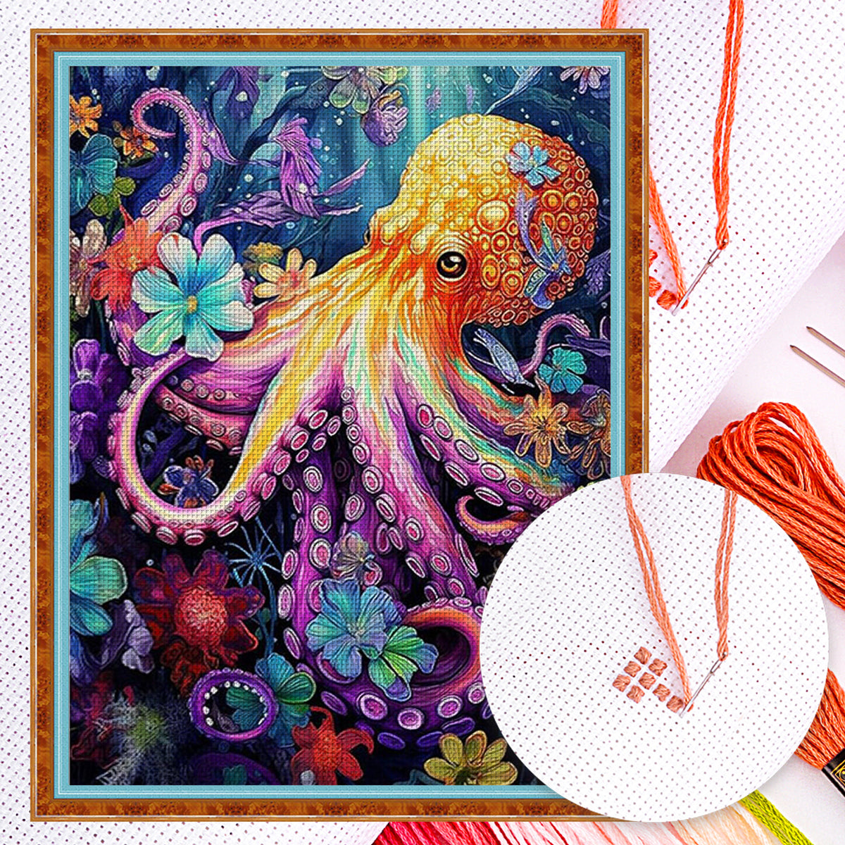Octopus - Full 14CT Counted Cross Stitch 50*68CM - Yishu