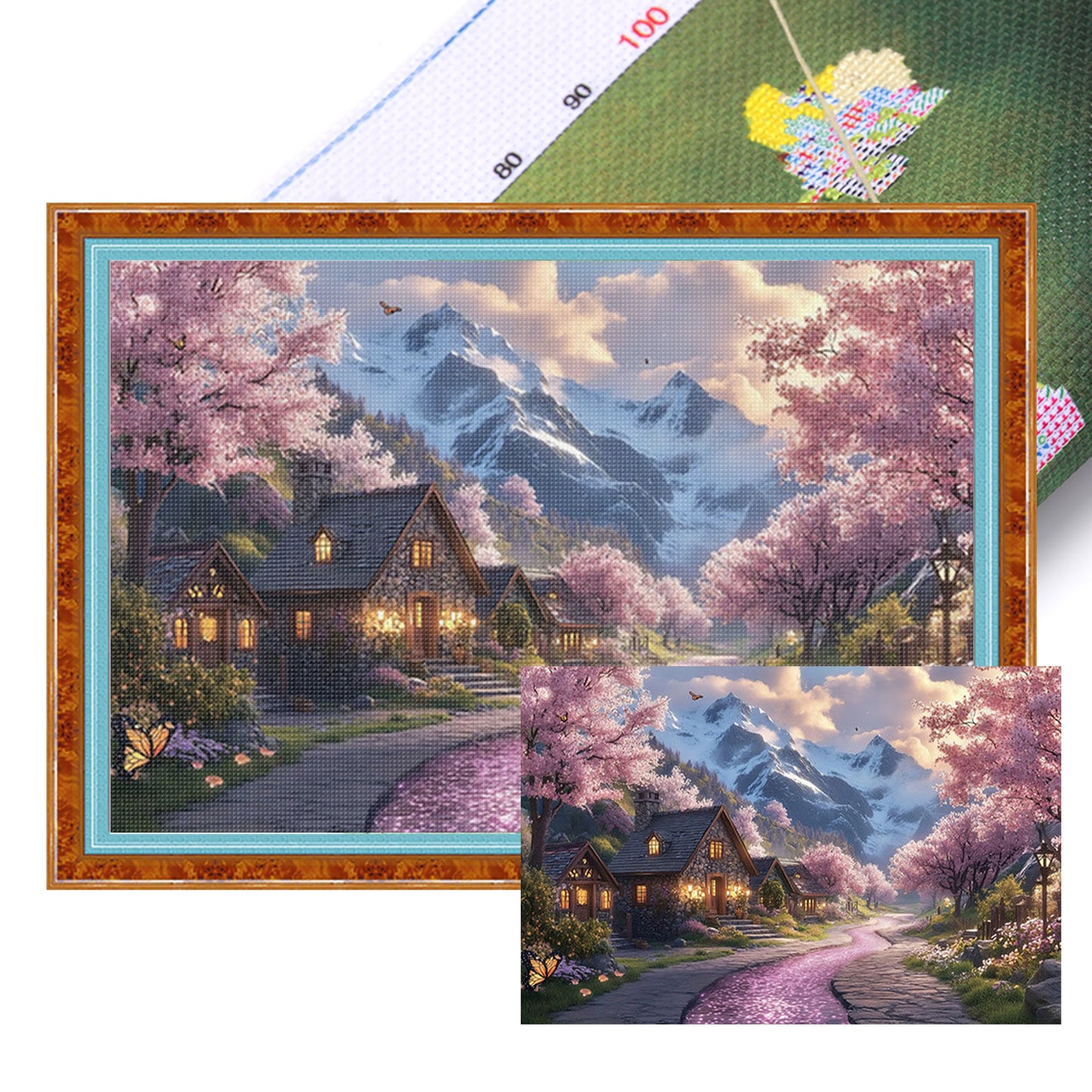 European Town - Spring - Full 11CT Stamped Cross Stitch 70x50CM - Mona Lisa